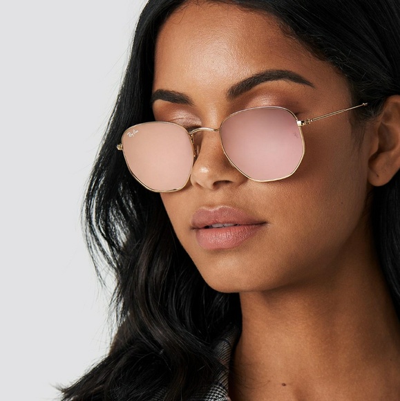 Ray ban hexagonal rose gold Clearance